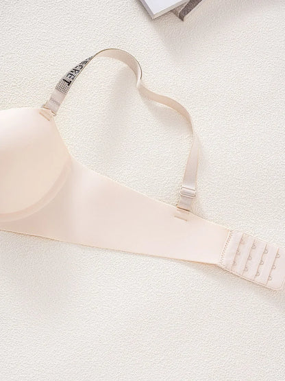 Wireless Letter Strap Bra Women's Summer Thin Comfortable Small Chest Gathered Look Big Sexy Anti-Sagging Exposed Bra