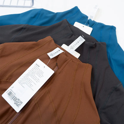 Yoga clothing, slim-fitting women's sports spring jacket, breathable quick-dry sports pure color jacket, female tight-fitting