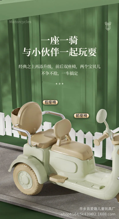 12V 4.5AH Remote Control New Baby's Two-Person Three-Wheel Electric Toy Children's Motorcycle With Double Seat