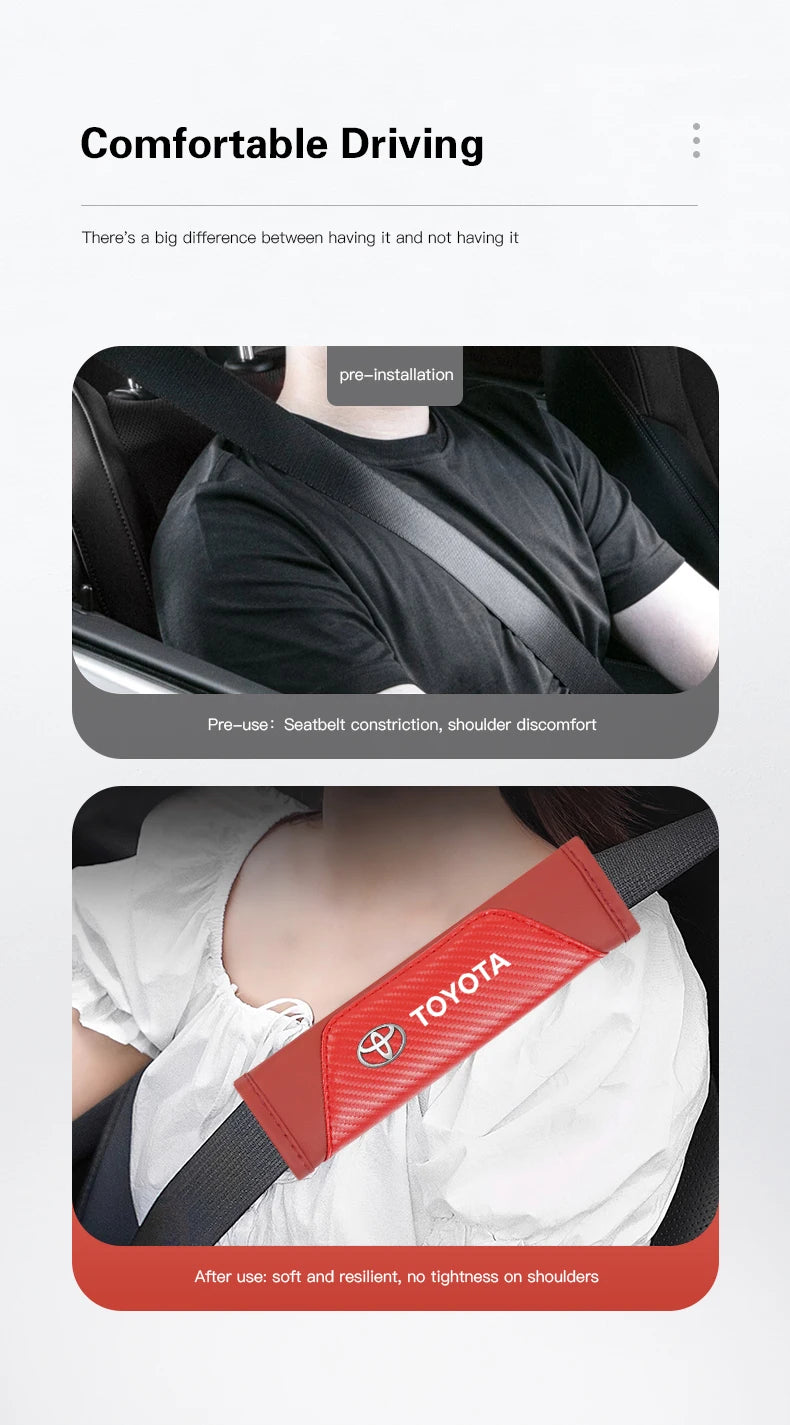 2Pcs Car Seat Belt Shoulder Protective Pad Auto Accessories For Toyota 86 Mirai Supra Prado Alphard Crown Vellfire Sequoia Venza