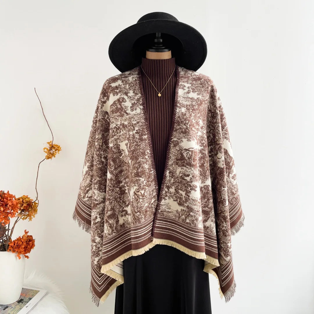 Warm Faux Cashmere Double-Sided Women's Scarf Spring Autumn Winter Air Conditioned Room Decorated Aslan Cape Fashionable Commute