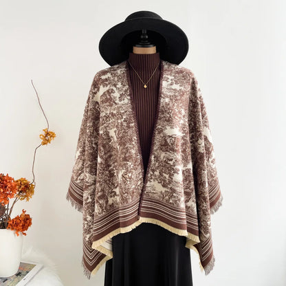 Warm Faux Cashmere Double-Sided Women's Scarf Spring Autumn Winter Air Conditioned Room Decorated Aslan Cape Fashionable Commute