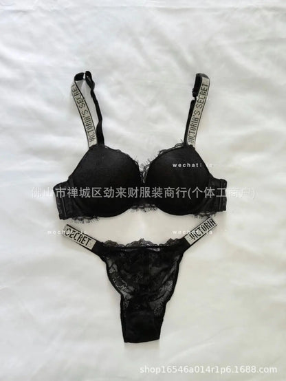 Sexy Diamond Lingerie Set Thickened Shaping Adjustable Bra Ensemble Comfortable Gathered Upper Lift Traditional Style Luxury...