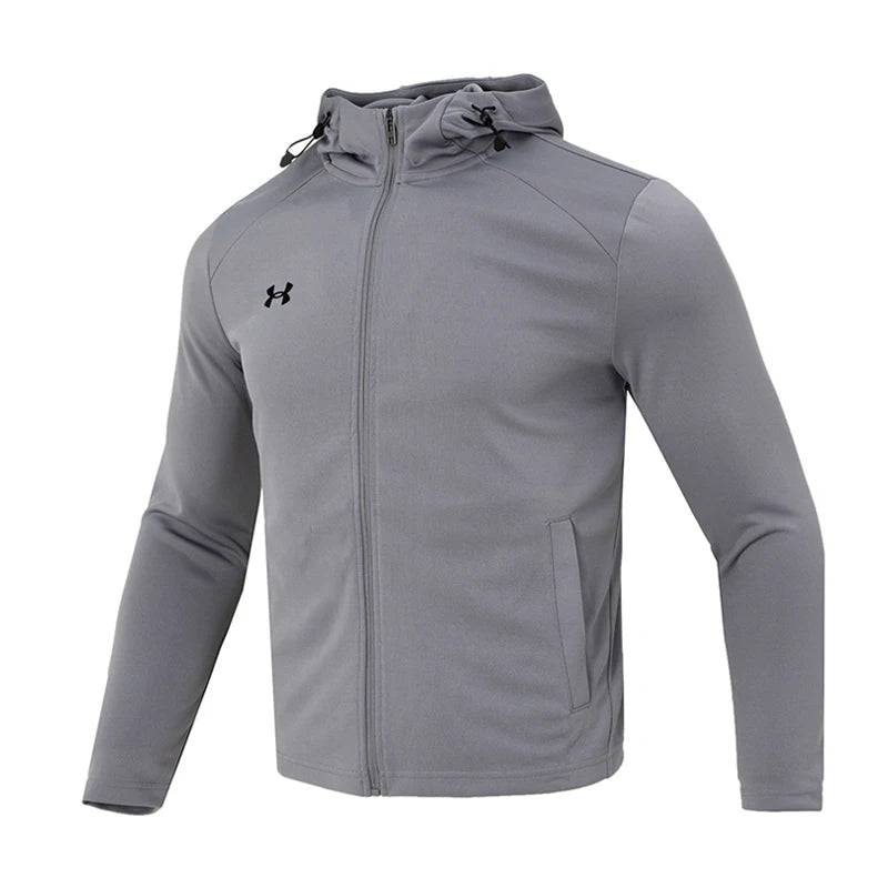 Under Armour Men's Windproof Jacket, Sports Comfortable Casual Running Outdoor Training Casual Top, Dark Gray Hooded Jacket 23600303-014