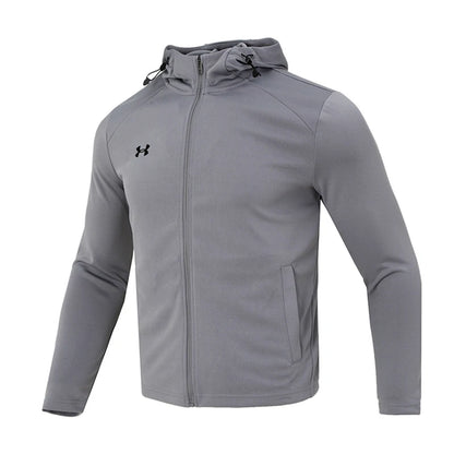 Under Armour Men's Windproof Jacket, Sports Comfortable Casual Running Outdoor Training Casual Top, Dark Gray Hooded Jacket 23600303-014