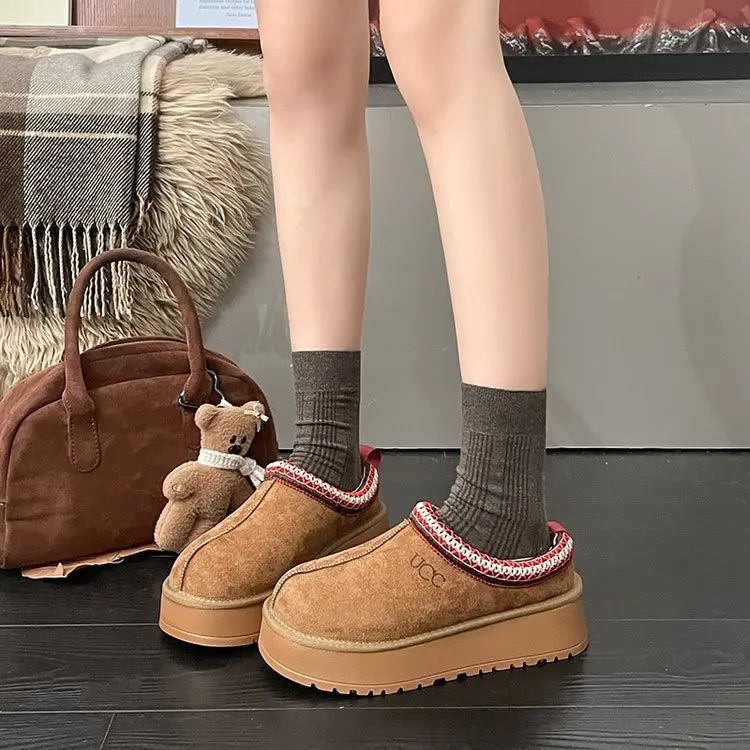 Women's Thi Bot Slip-On Slippers Fce Lined Easy Wear Lazy oes Anti-Slip Comfortable Footwear Faionable Winter Sli...