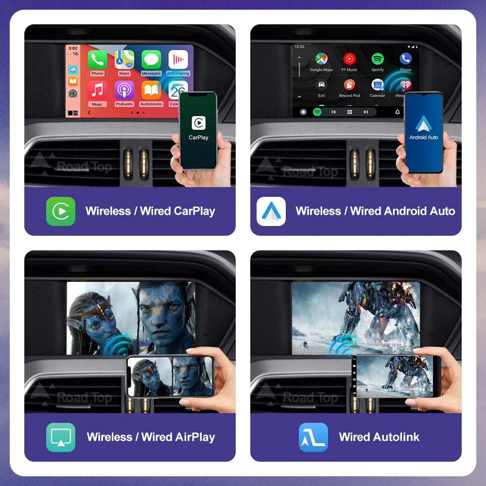 Road Top Wireless CarPlay for Mercedes Benz C Class W204 NTG4.5/4.7 2011-2014 Android Auto Mirror Link AirPlay Car Play
