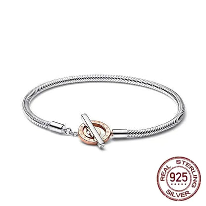The best-selling S925 sterling silver heart-shaped crown snake bone chain is perfect for the original DlY bracelet! A perfect je