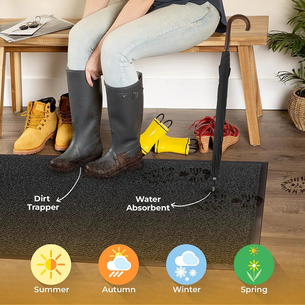 Washable Door Mats Indoor & Outdoor - Non-Slippery Heavy Duty - Stylish & Large Rubber - Perfect Dust Grabbing Doormats