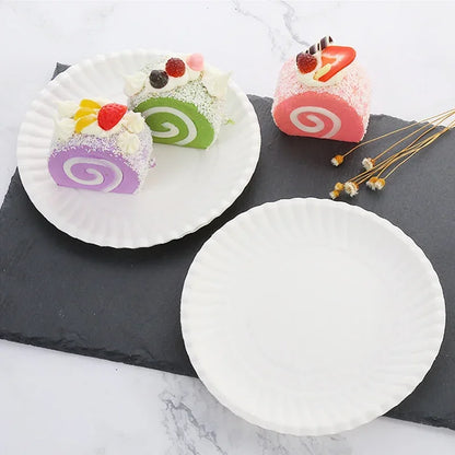 50/100Pcs 6inch Disposable Paper Plate Round Cake Dessert Snack Tray For Birthday Wedding Xmas BBQ Party Kids Painting Plates