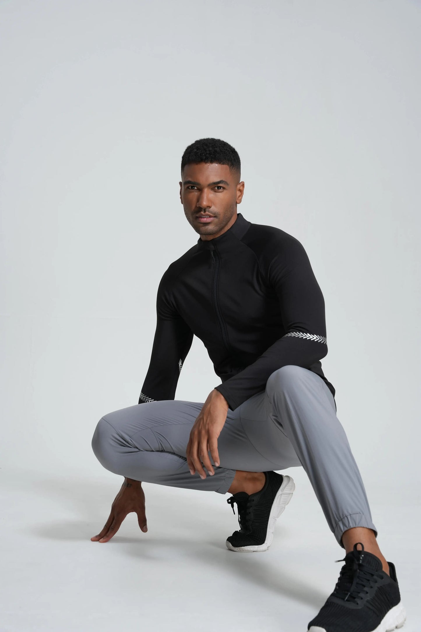 Winter Mens Running Jackets Long Sleeve Full Zipper Training Shirts Workout Sports Sweatershirt Sportswear Elastic Reflective