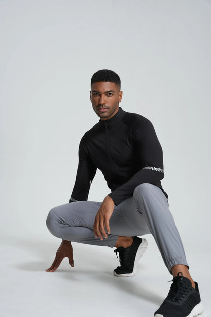 Winter Mens Running Jackets Long Sleeve Full Zipper Training Shirts Workout Sports Sweatershirt Sportswear Elastic Reflective