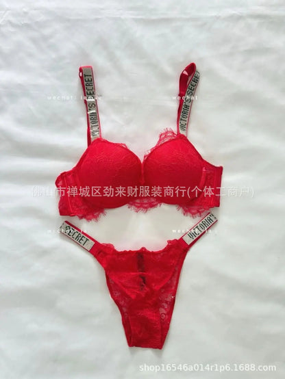 Sexy Diamond Lingerie Set Thickened Shaping Adjustable Bra Ensemble Comfortable Gathered Upper Lift Traditional Style Luxury...