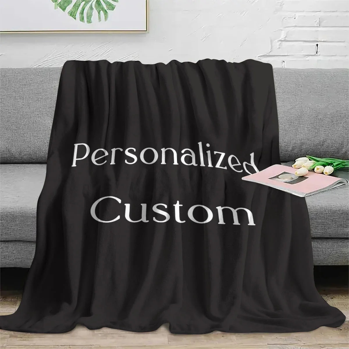 1pc Custom Digital Flannel Fleece Blanket, Personalized With Various Images, Gift For Girls, Boys, Adults, Travel - Warm Throw