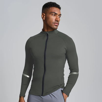 Winter Mens Running Jackets Long Sleeve Full Zipper Training Shirts Workout Sports Sweatershirt Sportswear Elastic Reflective