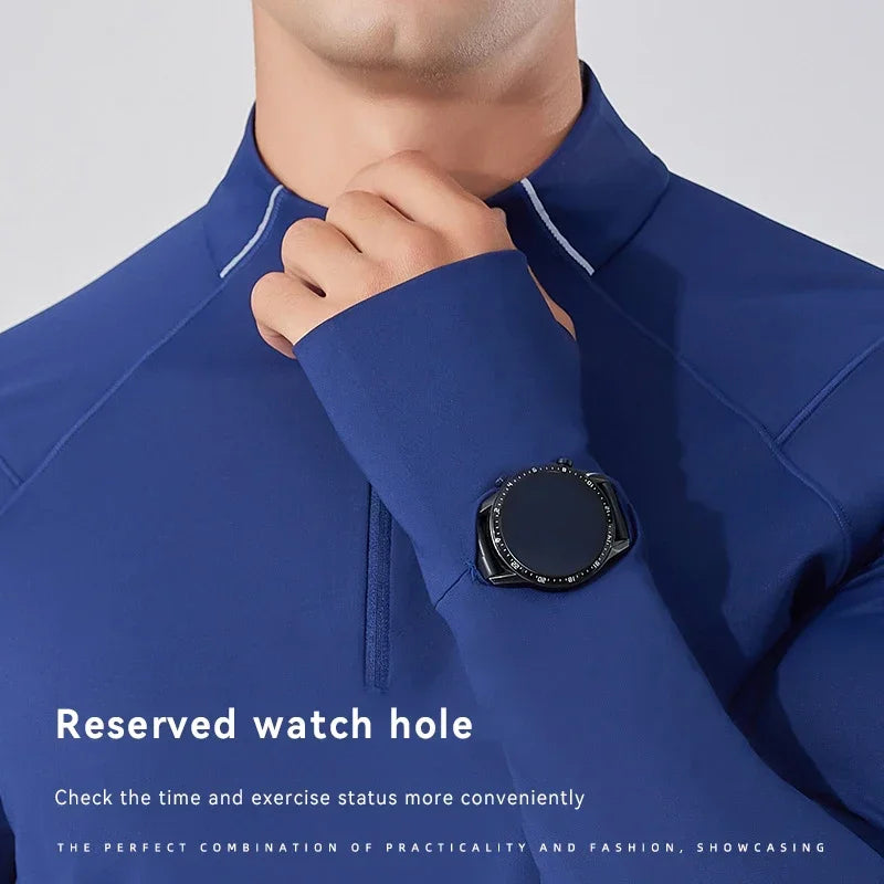 (S-2XL)Quick Dry Running T-shirt Men Zipper Stand Collar Sweatshirt Exercise Traning Fitness Tops Long Sleeve Sport Tee Shirt