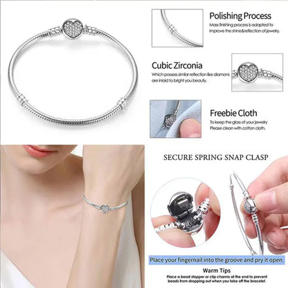 The best-selling S925 sterling silver heart-shaped crown snake bone chain is perfect for the original DlY bracelet! A perfect je