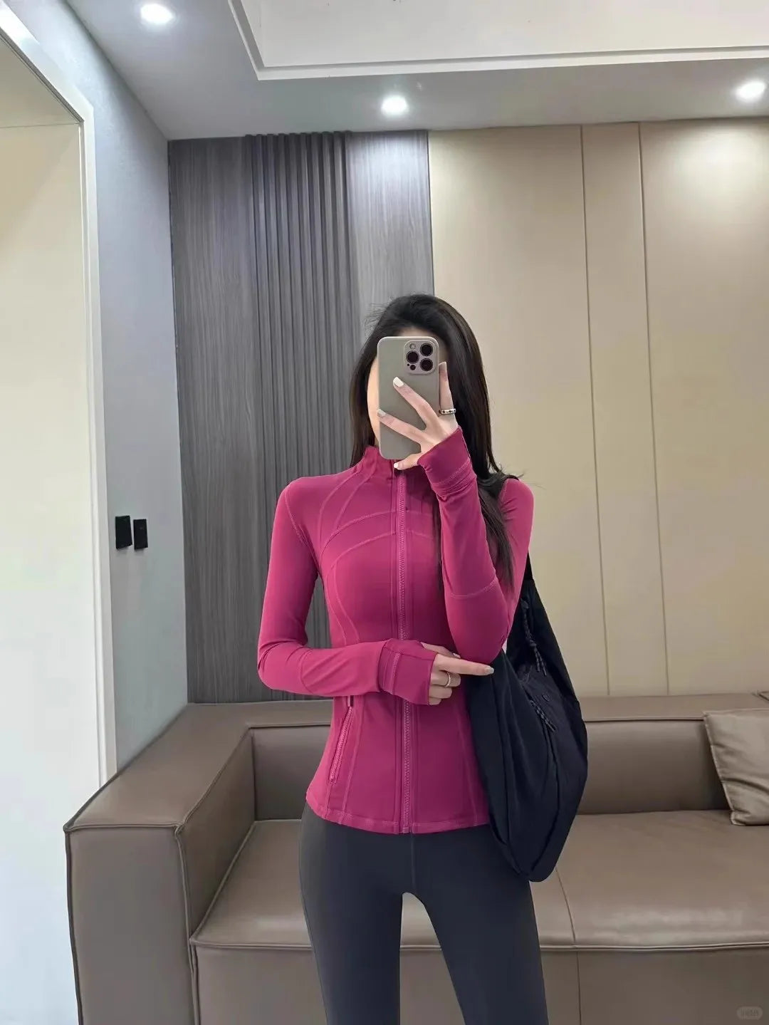 Yoga clothing, slim-fitting women's sports spring jacket, breathable quick-dry sports pure color jacket, female tight-fitting