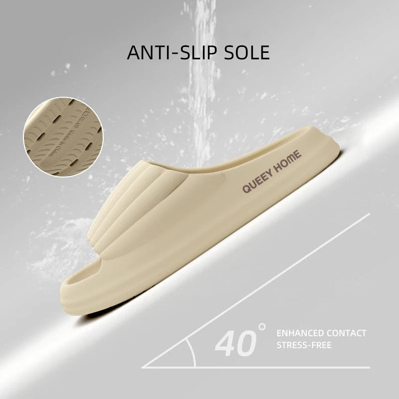 Stylish Men's Slippers Thick Sole Pressure Distribution Soft Bouncy Comfort Beach Sandals Anti Slip Lightweight Shoes Men Women