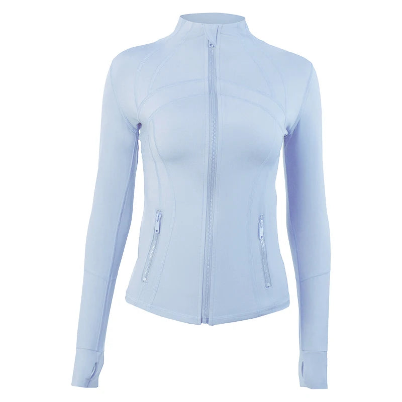 Yoga clothing, slim-fitting women's sports spring jacket, breathable quick-dry sports pure color jacket, female tight-fitting