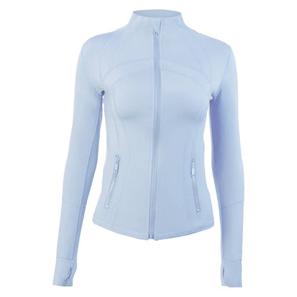 Yoga clothing, slim-fitting women's sports spring jacket, breathable quick-dry sports pure color jacket, female tight-fitting