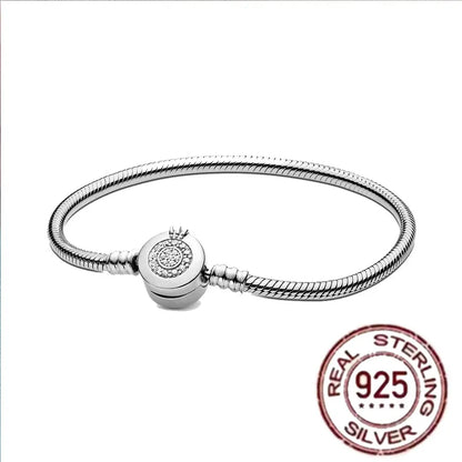 The best-selling S925 sterling silver heart-shaped crown snake bone chain is perfect for the original DlY bracelet! A perfect je