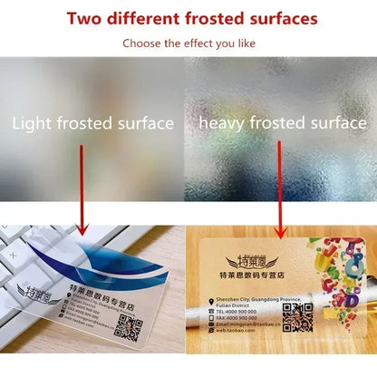 100/200/500 PCS Transparent PVC Business Card Colorful Printing Personalized LOGO Text Thank You Card Free DESIGN 0.38mm