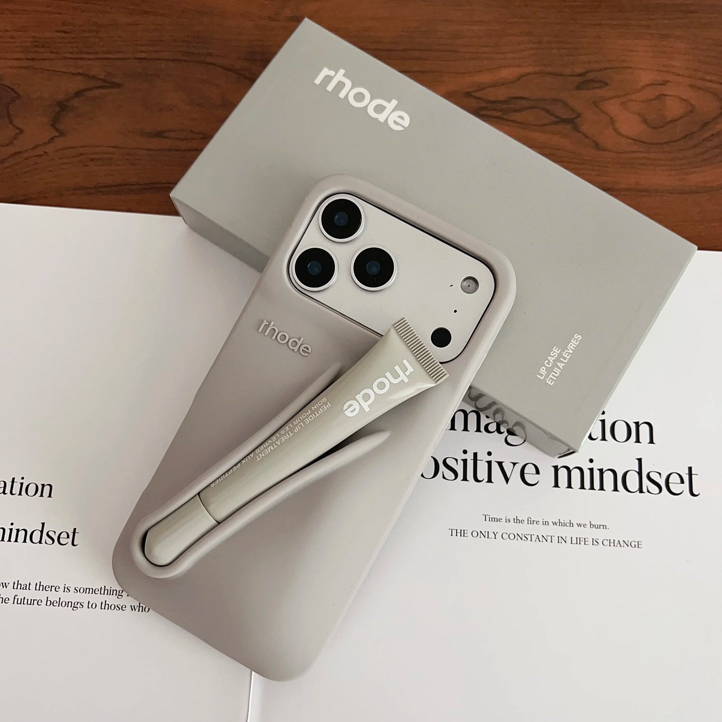 With Lip Gloss Phone Case for iPhone 17  Pro Max Plus Lipstick Silicone Lemontini Gray Ribbon Box Cover