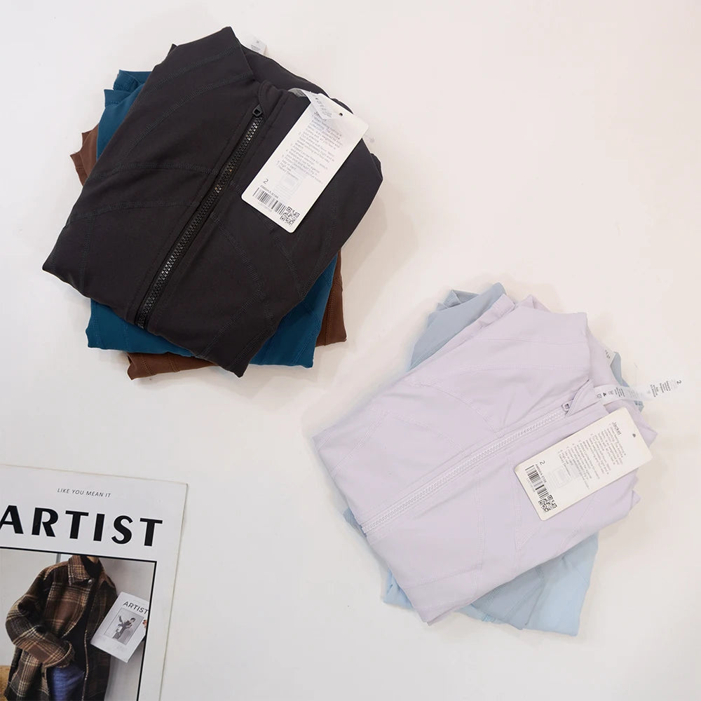 Yoga clothing, slim-fitting women's sports spring jacket, breathable quick-dry sports pure color jacket, female tight-fitting