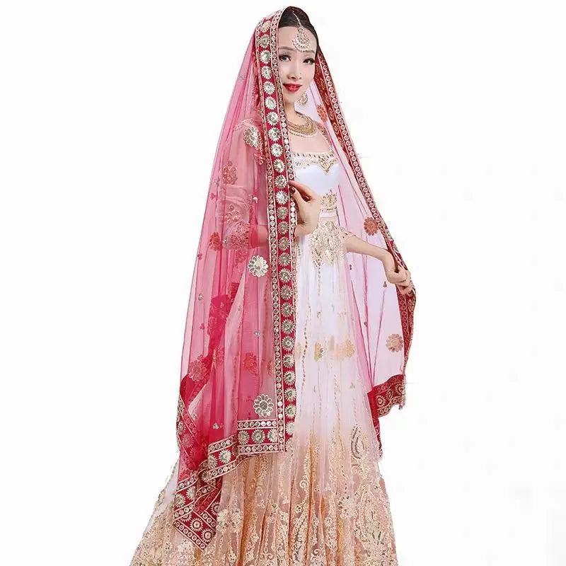2025 indian traditional sari gauze embroidery exotic style women veil ethnic elegant long shawl women elegant indian shawl s590