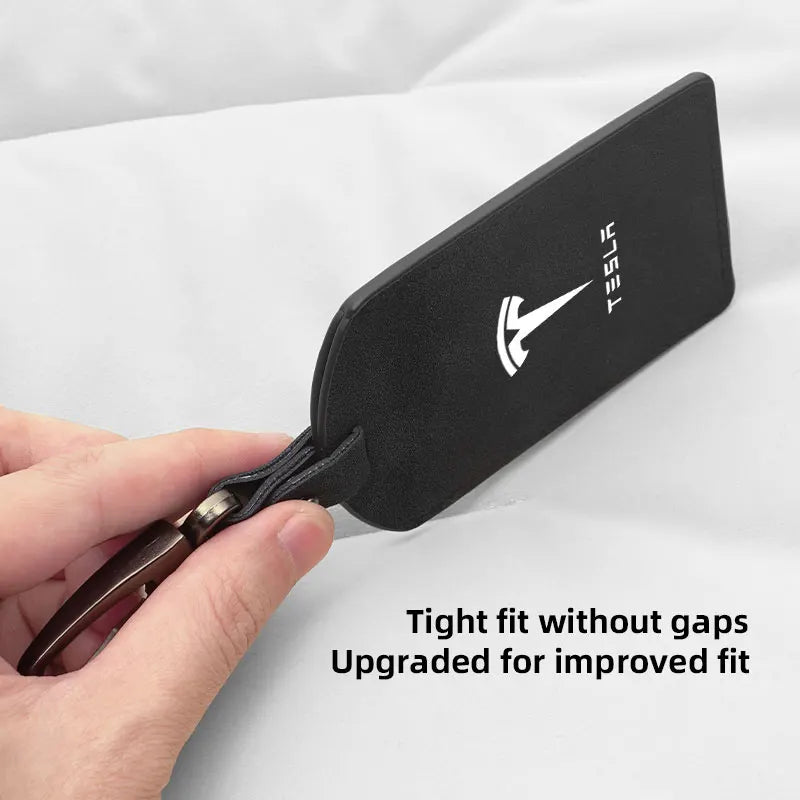 Suede Tesla Car Key Card Cover Keychain Car Key Accessories For Tesla Model 3 Y S X Cybertruck Juguete Roadster Coil Bonina