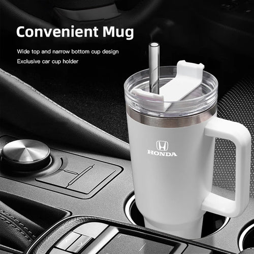 1200ML Large Capacity Car Insulated Mug With Handle And Straw For Honda Civic FIT CRV Stainless Steel Office Home Thermal Cup
