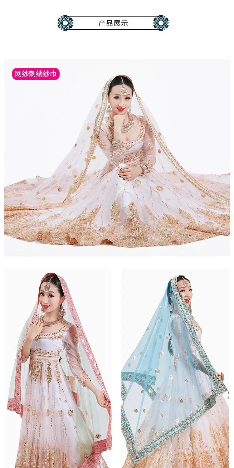 2025 indian traditional sari gauze embroidery exotic style women veil ethnic elegant long shawl women elegant indian shawl s590