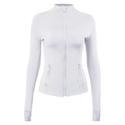 Yoga clothing, slim-fitting women's sports spring jacket, breathable quick-dry sports pure color jacket, female tight-fitting