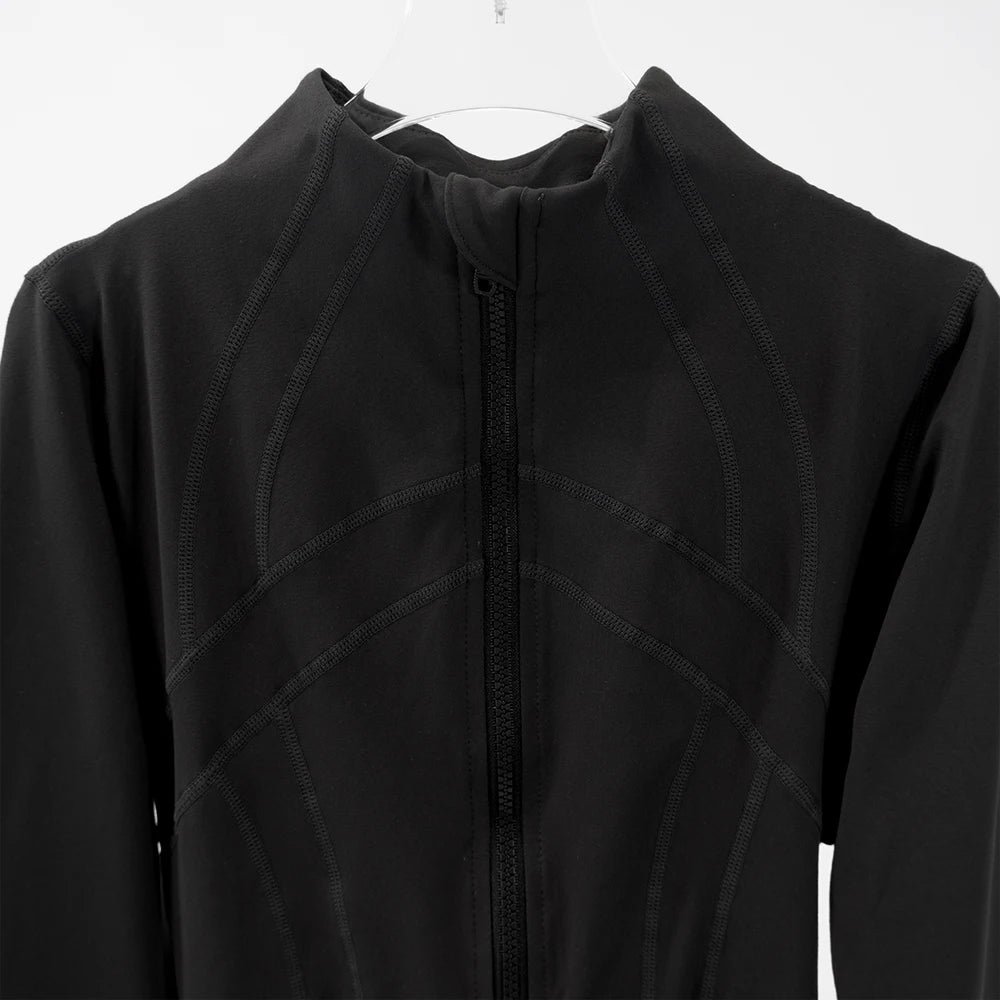 Yoga clothing, slim-fitting women's sports spring jacket, breathable quick-dry sports pure color jacket, female tight-fitting