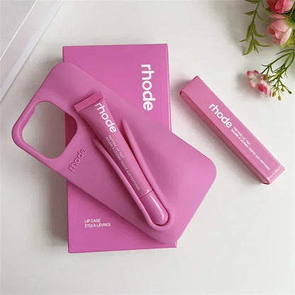 With Box Lipstick Rhode Phone Case for iPhone 16 15 14 13 12 11 Pro Max Plus 16E Makeup Lip Gloss Holder Silicone Back Cover