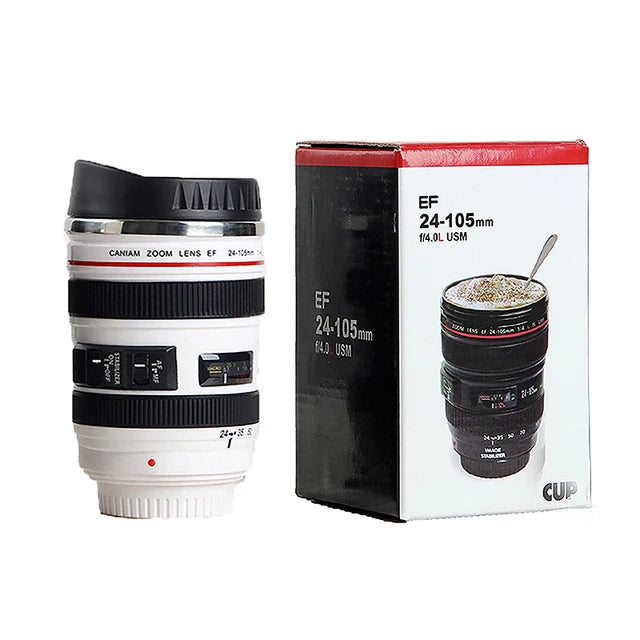 Stainless Steel Camera EF24-105mm Coffee Lens Mug White Black Coffee Mugs Unique Cup Gift
Coffee Cups canecas tazas vaso caf