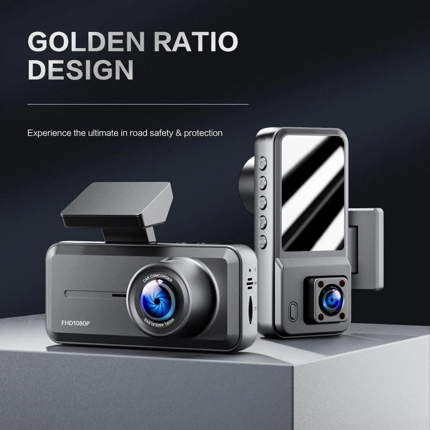 Dash Cam for Cars 3 Channel Car DVR 1080P Camera Video Recorder Front and Rear Inside View Camera for Vehicle Three Way Dashcam