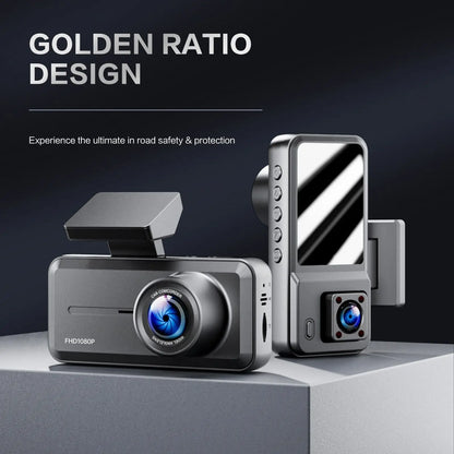 Dash Cam for Cars 3 Channel Car DVR 1080P Camera Video Recorder Front and Rear Inside View Camera for Vehicle Three Way Dashcam