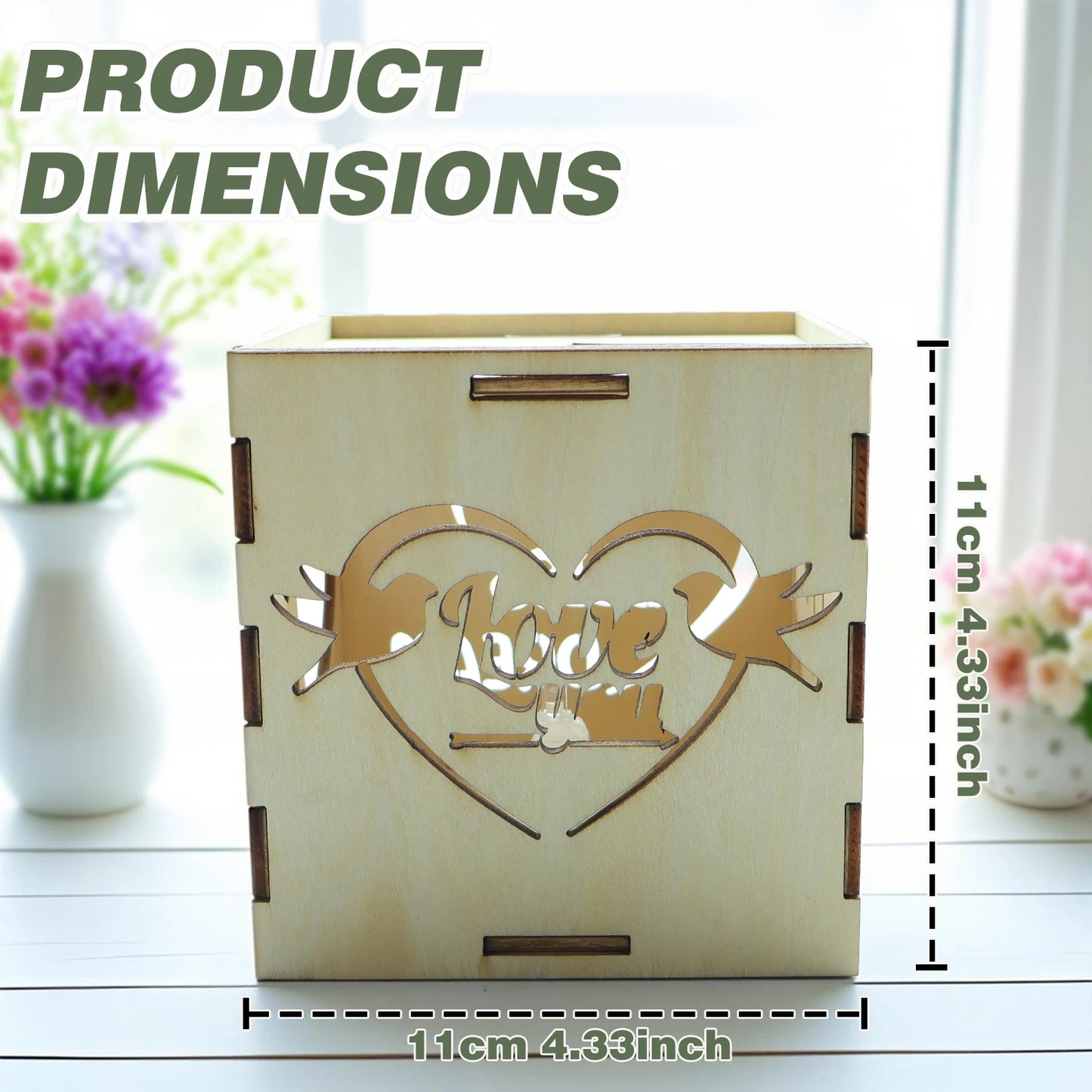 Romantic Ambient Light, Love - Heart Shaped Hollow - Out Wooden Night Light, Warm Decor, Romantic "Heart" Choice