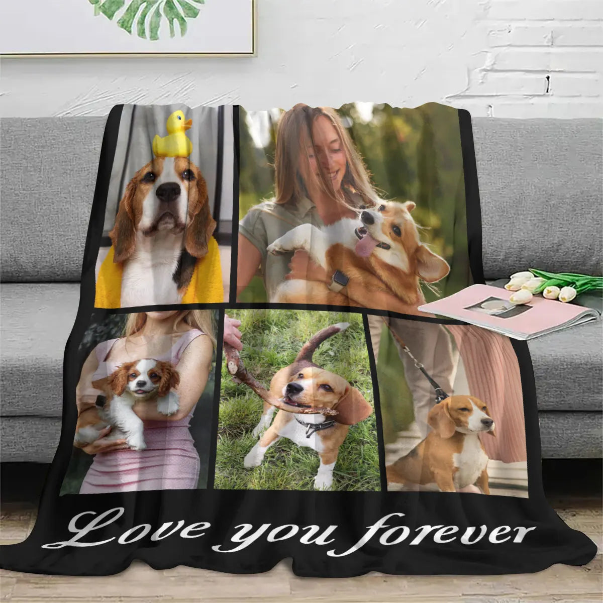 1Pc Customized Five Palace Customized Photo Frame Forever Love Theme Personalized Blanket Witness Love Gift for Love - Photo Hd Printing to Flannel Blanket, Soft and Warm for Sofa, Bed, Office, Car and Outdoor Travel - All Se