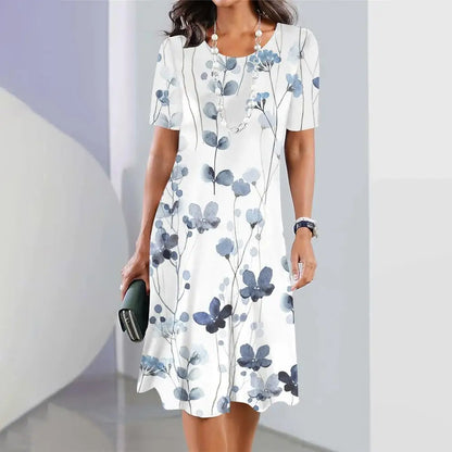 2024 Summer New Chinese Style Floral Print Women's Dresses Female Elegant Dresses Plus Size Long Dresses Women's Clothing