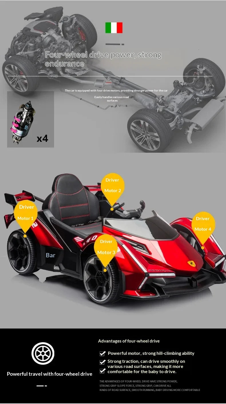 1-5-Year-Old Rechargable Children's Electric Toy Four-Wheel Remote Control Ride On Car For Boys And Girls