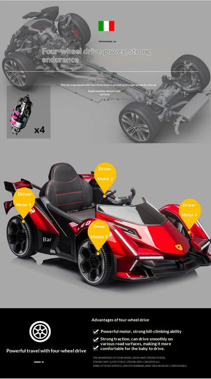 1-5-Year-Old Rechargable Children's Electric Toy Four-Wheel Remote Control Ride On Car For Boys And Girls