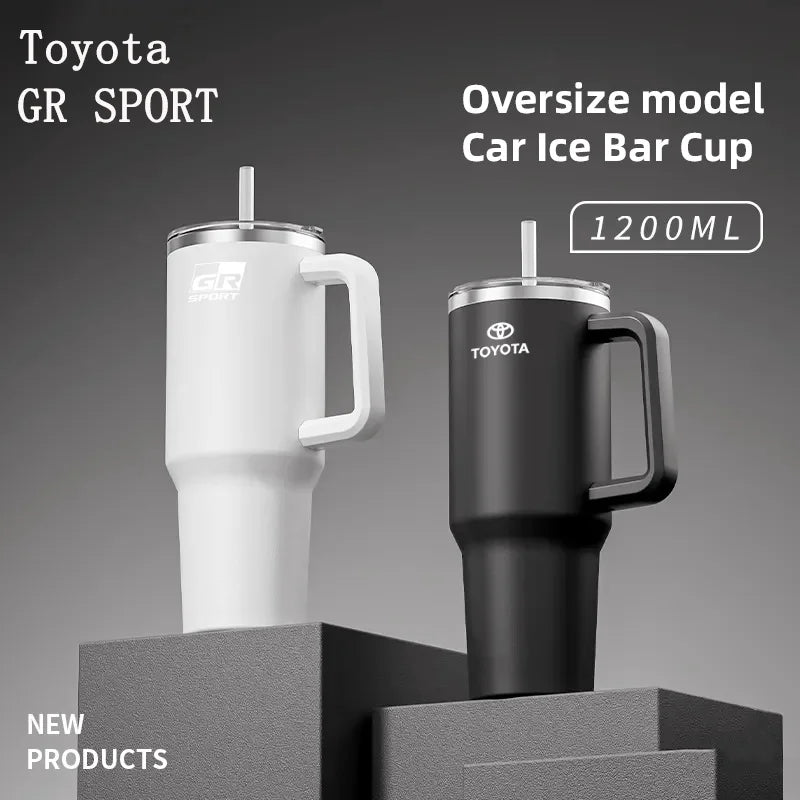 1200ML High Quality Insulated Tumbler with Handle Straw Cup Coffee For Toyota Gazoo Racing TRD CROWN Corolla Yaris Chr
