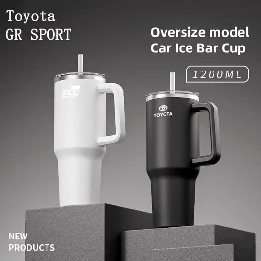1200ML High Quality Insulated Tumbler with Handle Straw Cup Coffee For Toyota Gazoo Racing TRD CROWN Corolla Yaris Chr