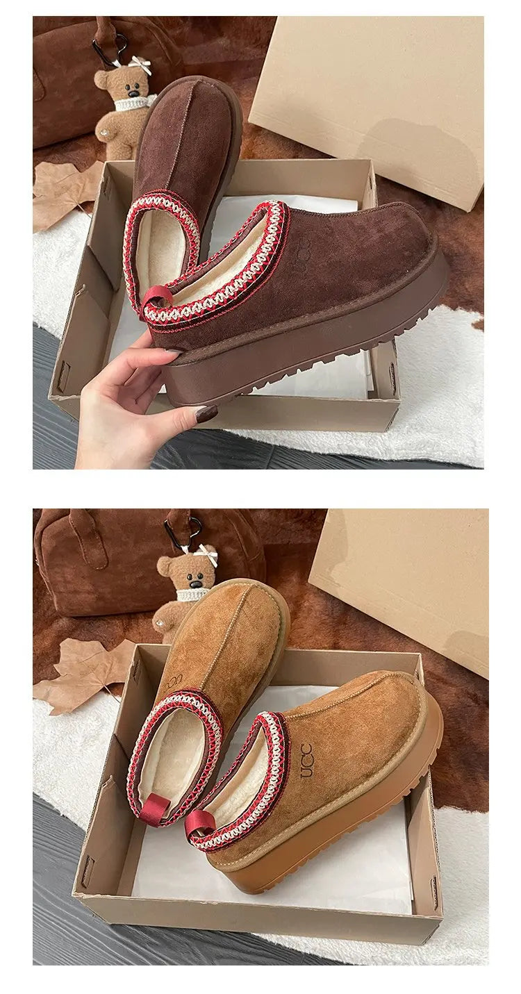 Women's Thi Bot Slip-On Slippers Fce Lined Easy Wear Lazy oes Anti-Slip Comfortable Footwear Faionable Winter Sli...