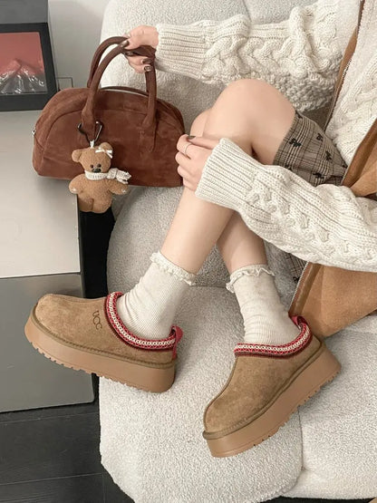 Women's Thi Bot Slip-On Slippers Fce Lined Easy Wear Lazy oes Anti-Slip Comfortable Footwear Faionable Winter Sli...