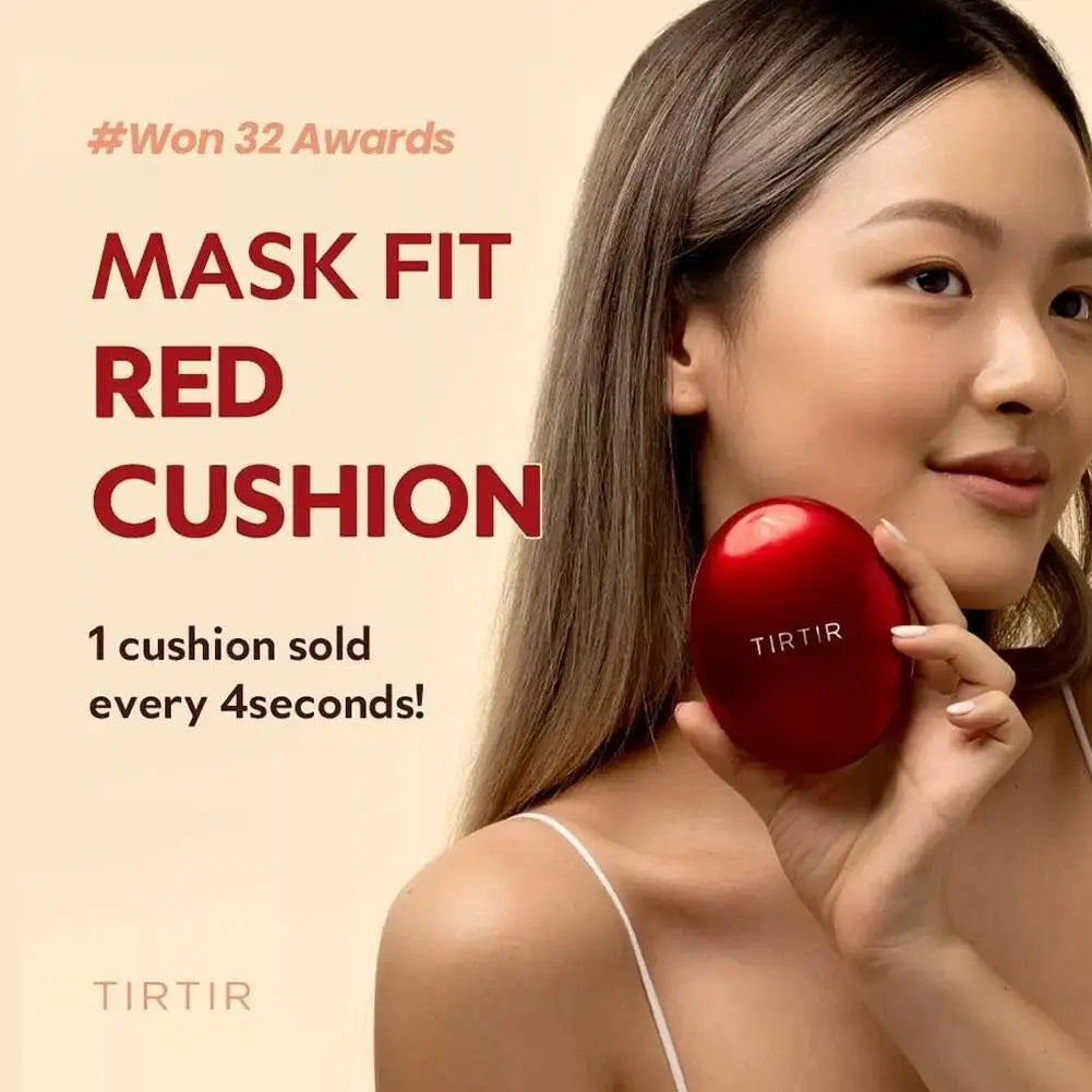 TIRTIR Red Foundation Waterproof Cushion Concealer Lightweight Buildable Coverage Lasting Setting Spray Cushion Makeup