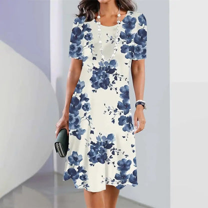 2024 Summer New Chinese Style Floral Print Women's Dresses Female Elegant Dresses Plus Size Long Dresses Women's Clothing